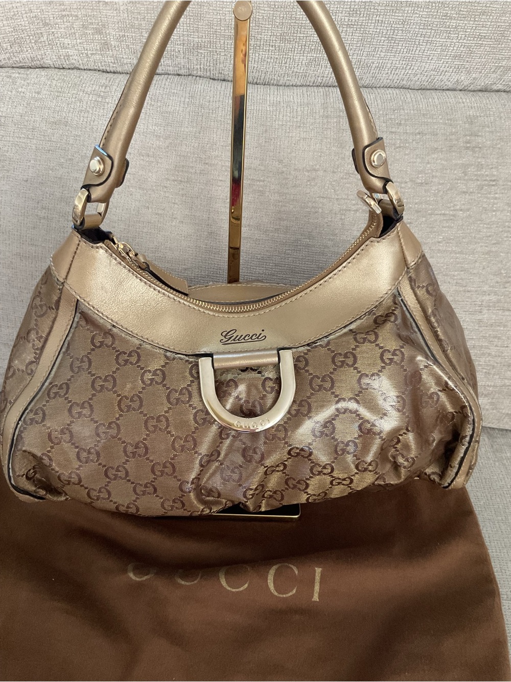 Gucci Vintage D Ring Coated Canvas Bag